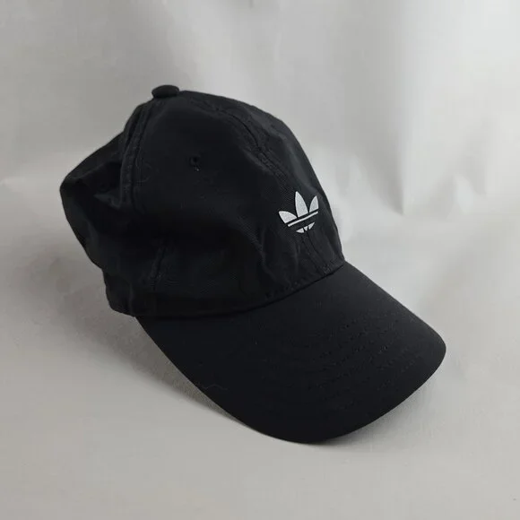 Adidas Hat Mens Relaxed Strap Back Black Reflective Running Lightweight Trefoil - Picture 1 of 9